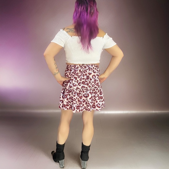 NEW Two-piece outfit off the shoulder top leopard skirt leopard print dresses - Picture 5 of 6